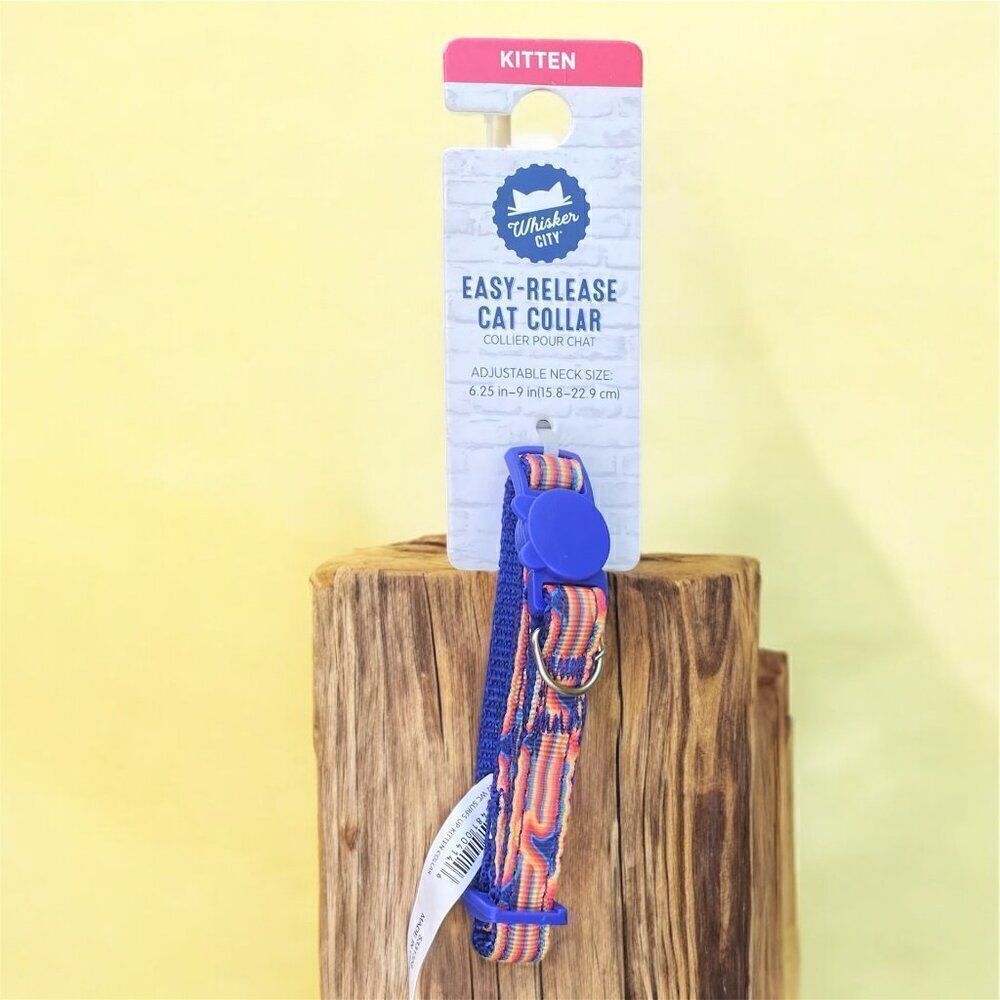 NWT New Whisker City Pet Adjustable Cat/Kitten Collar Multi-Color Retro Design